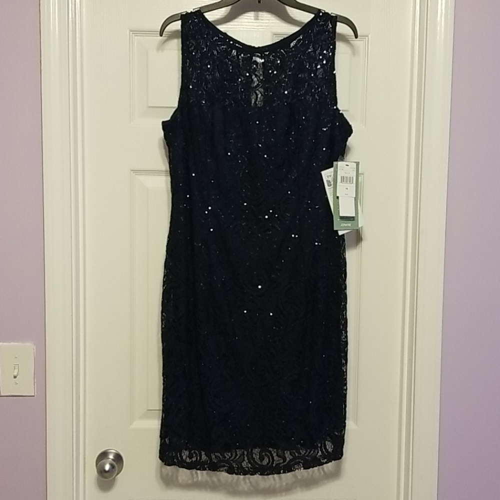 Navy Blue Sequin Sleeveless Dress